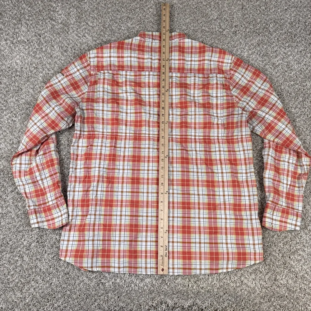 Orvis Shirt Mens Medium Orange Plaid‎ Active Fit Ventilated Fishing Button Down